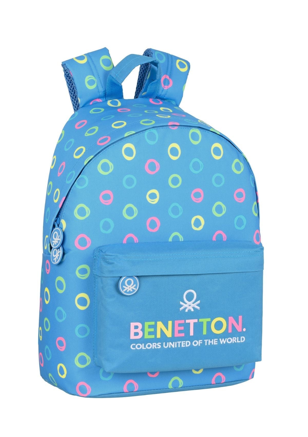 Benetton Patterned Rucksack Sky Blue front