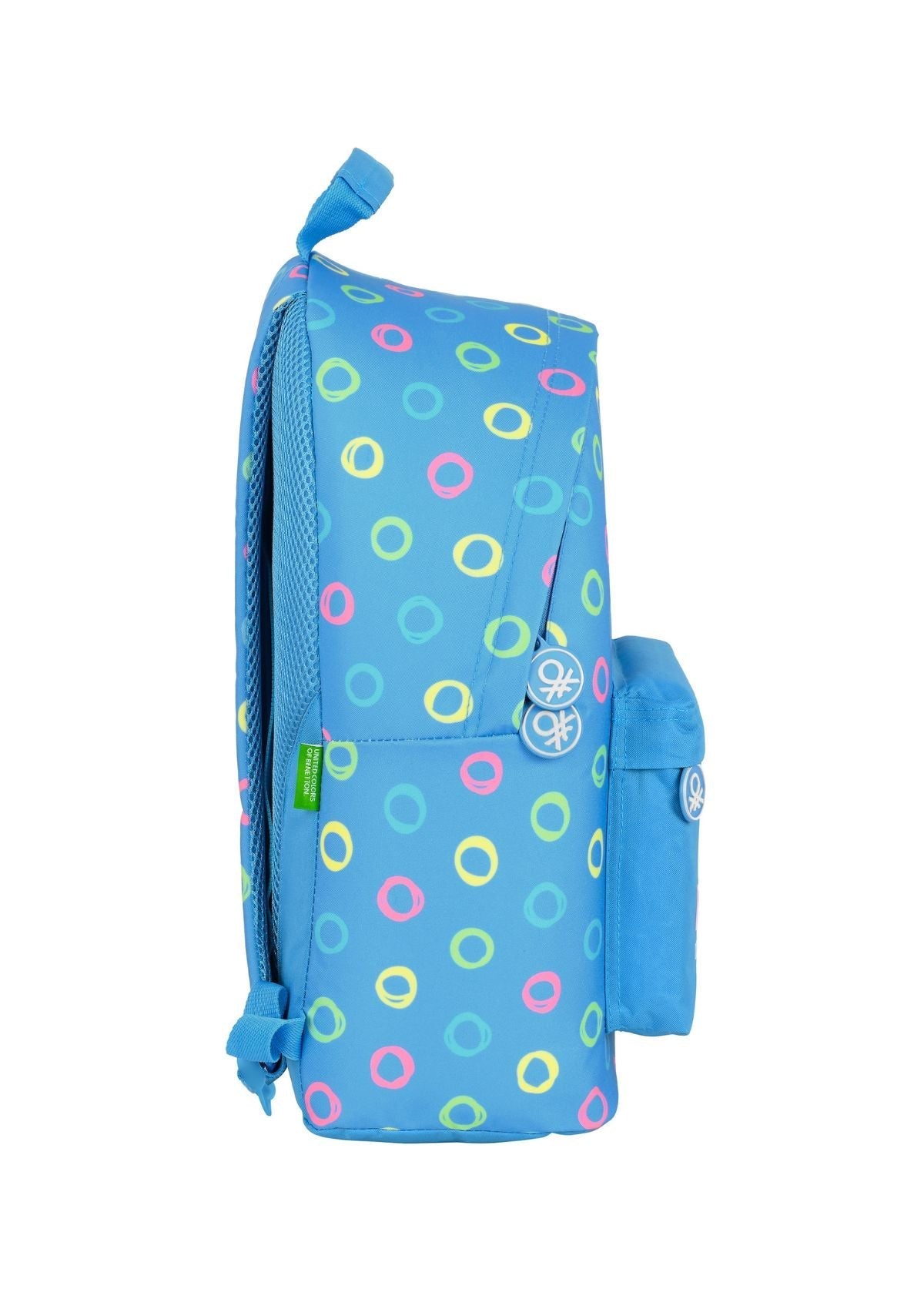 Benetton Patterned Rucksack Sky Blue side