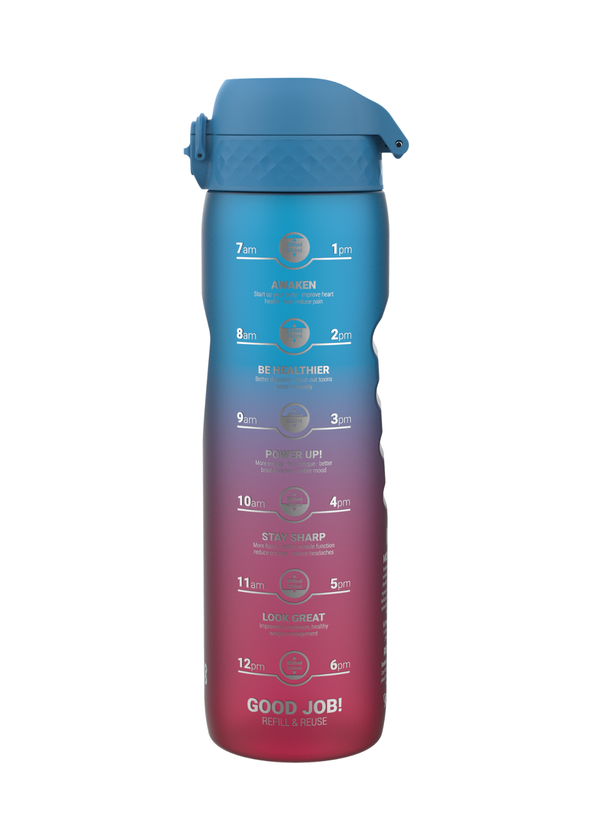 ION8 Quench Blue and Pink Motivator Water Bottle Leak Proof 1000ml (34oz) BPA Free
