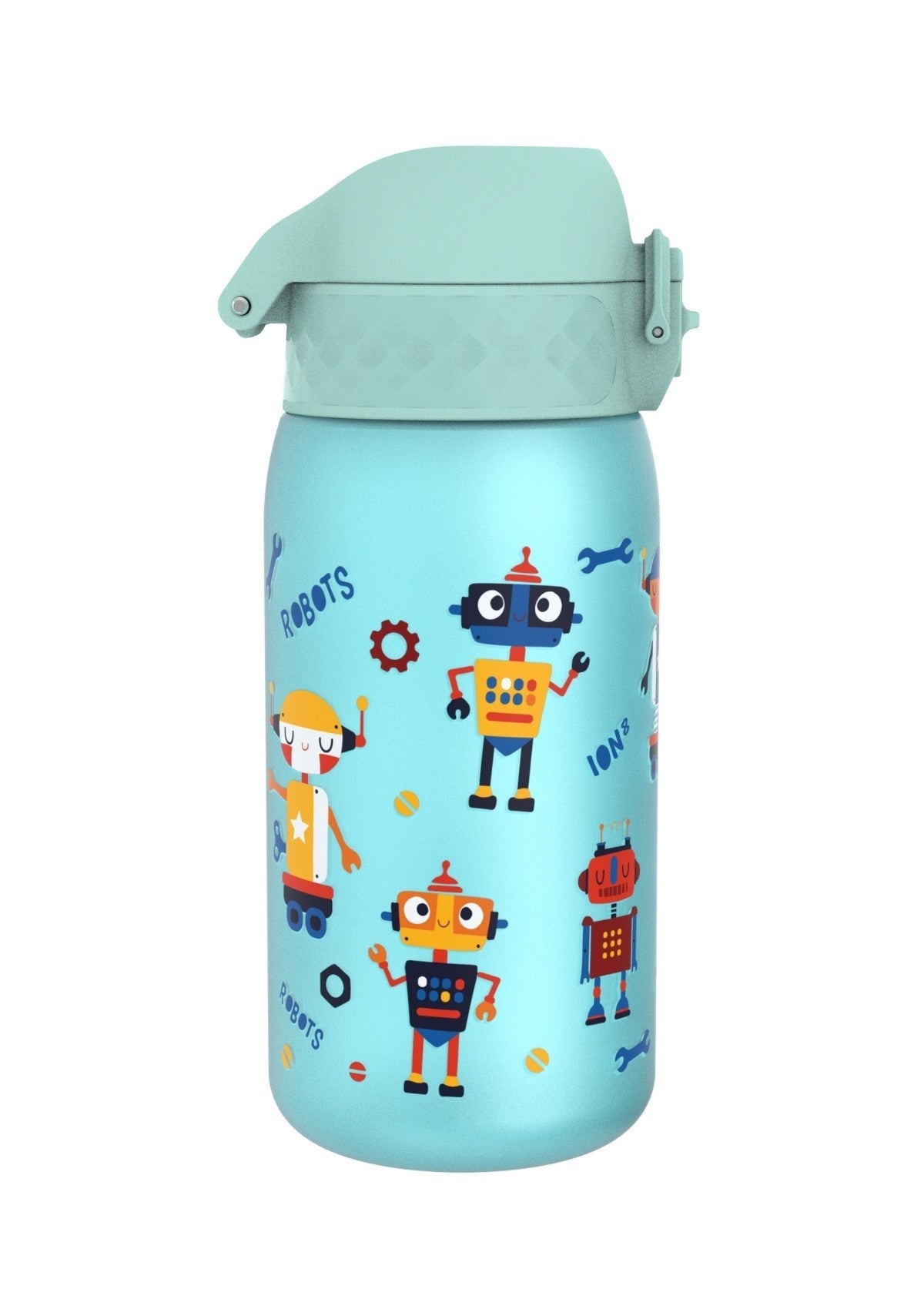 ION8 Recyclon Blue Robots Water Bottle Leak Proof 350ml (12oz) BPA Free