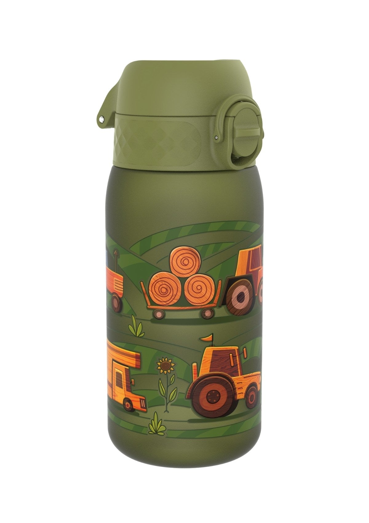 ION8 Recyclon Farming Machines Green Water Bottle Leak Proof 350ml (12oz) BPA Free