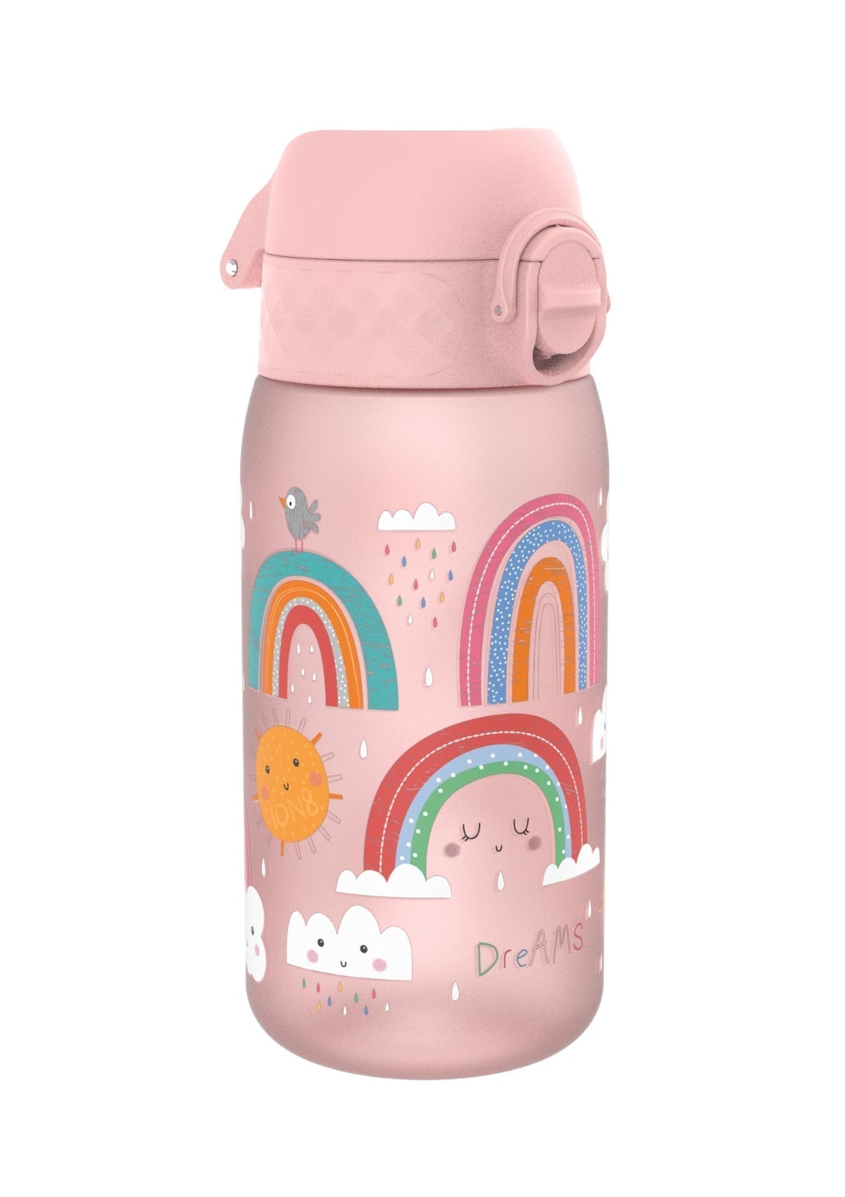 ION8 Recyclon Rose Quartz Rainbows Water Bottle Leak Proof 350ml (12oz) BPA Free