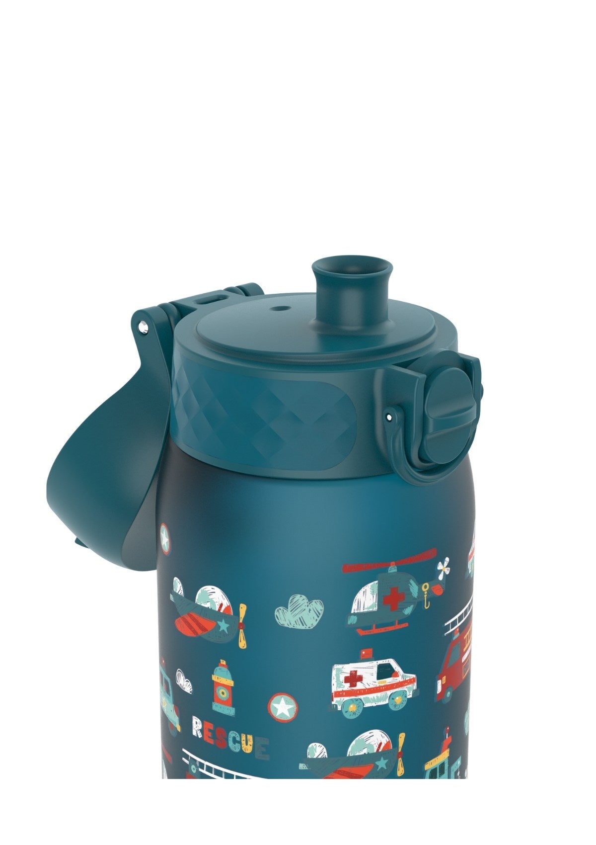 ION8 Recyclon Rescue Vehicles Teal Water Bottle Leak Proof 350ml (12oz) BPA Free