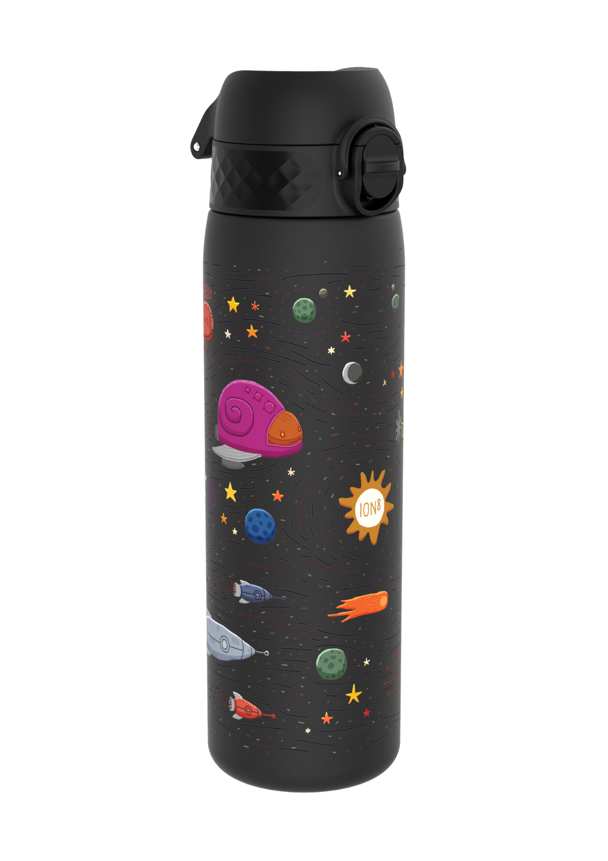 ION8 Recyclon Black Spaceships Water Bottle Leak Proof 500ml (18oz) BPA Free