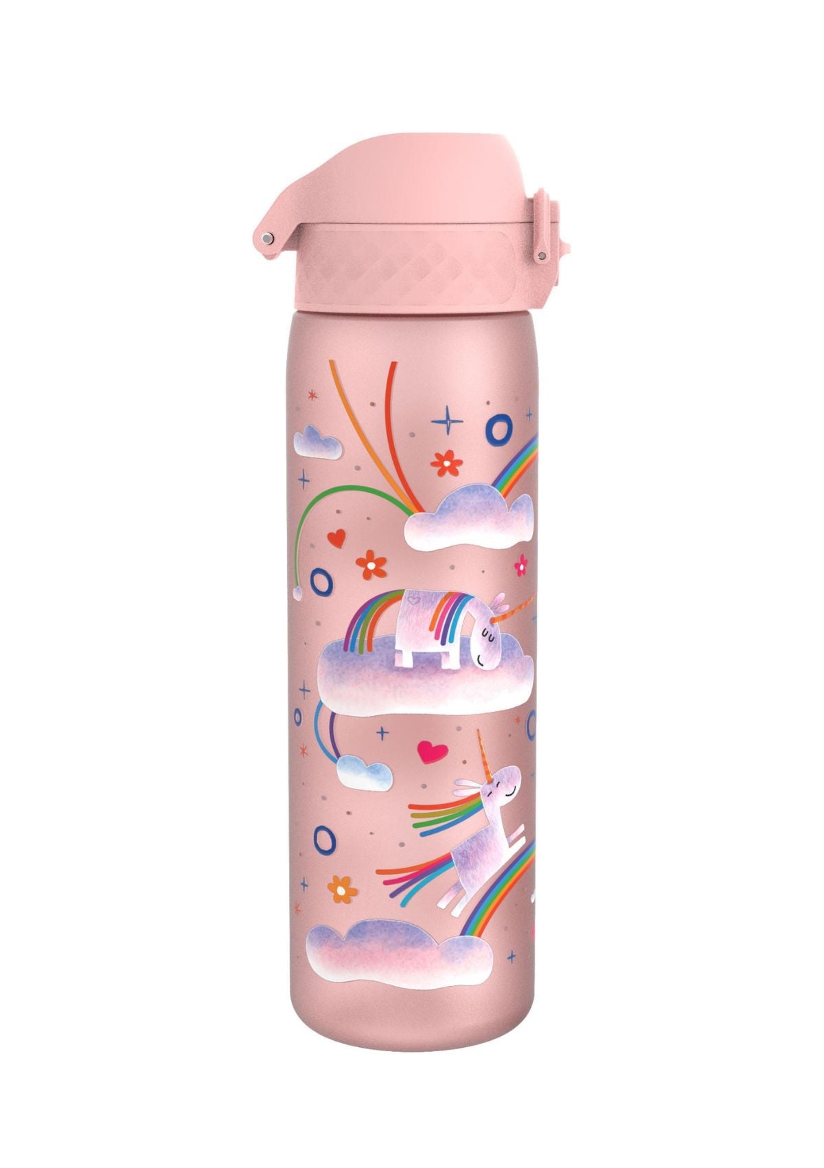 ION8 Recyclon Pink Unicorn Rainbows Water Bottle Leak Proof 500ml