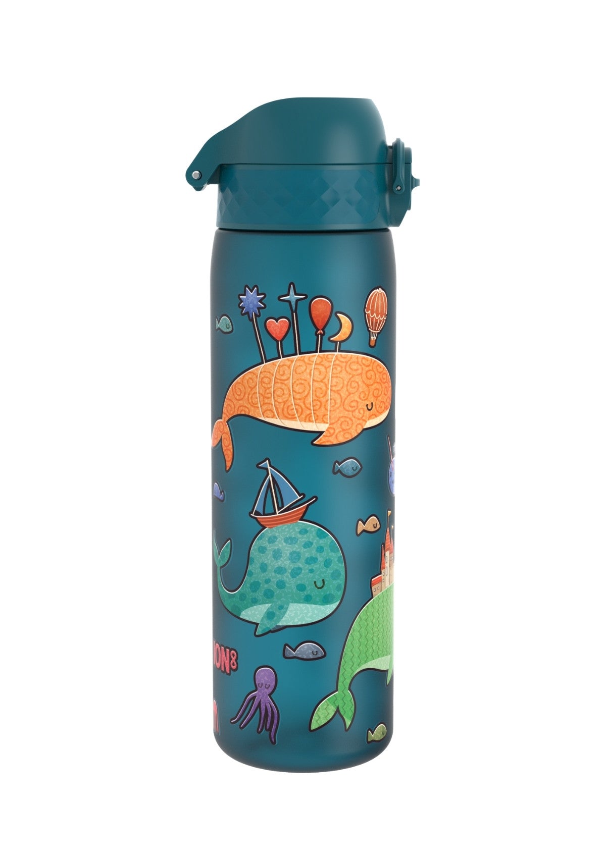 ION8 Recyclon Whales Teal Water Bottle Leak Proof 500ml