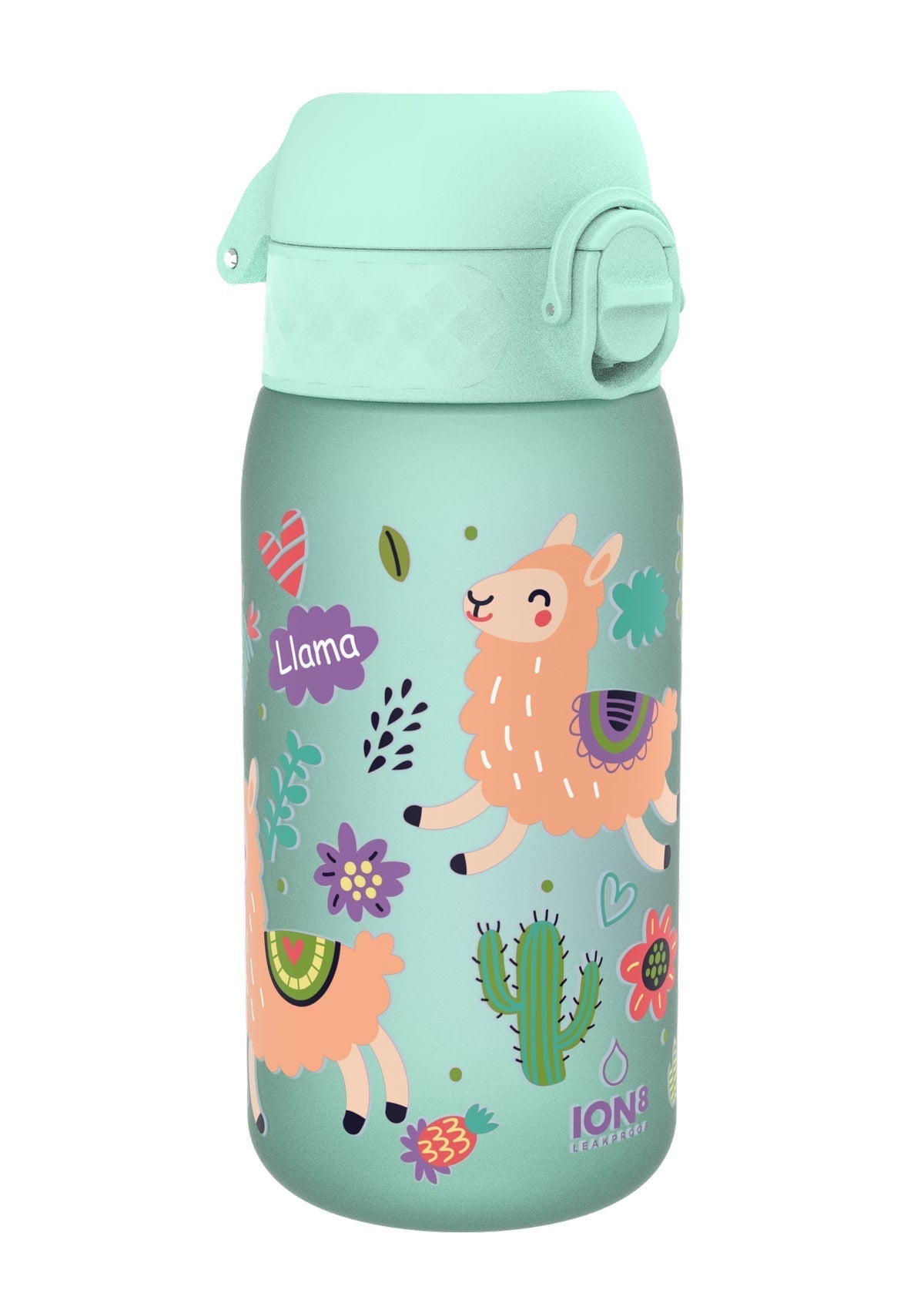 ION8 Recyclon Green Llamas Water Bottle Leak Proof 350ml (12oz) BPA Free