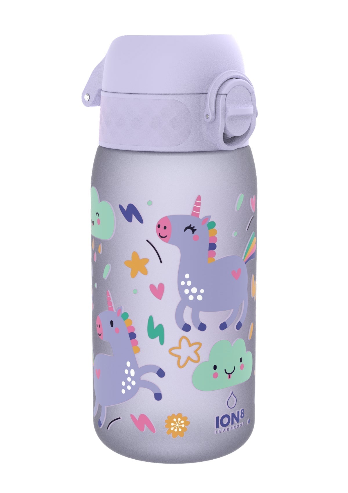 ION8 Recyclon Lilac Unicorns Water Bottle Leak Proof 350ml (12oz) BPA Free