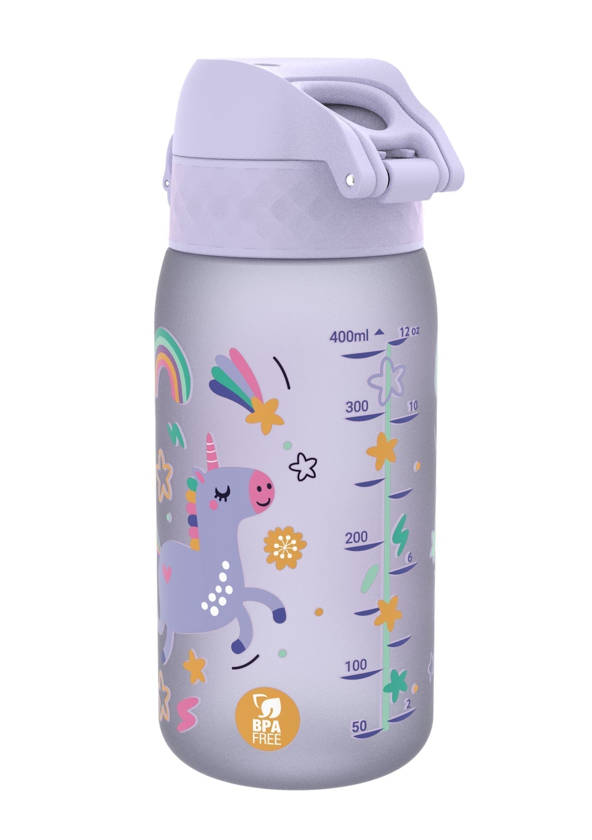ION8 Recyclon Lilac Unicorns Water Bottle Leak Proof 350ml (12oz) BPA Free