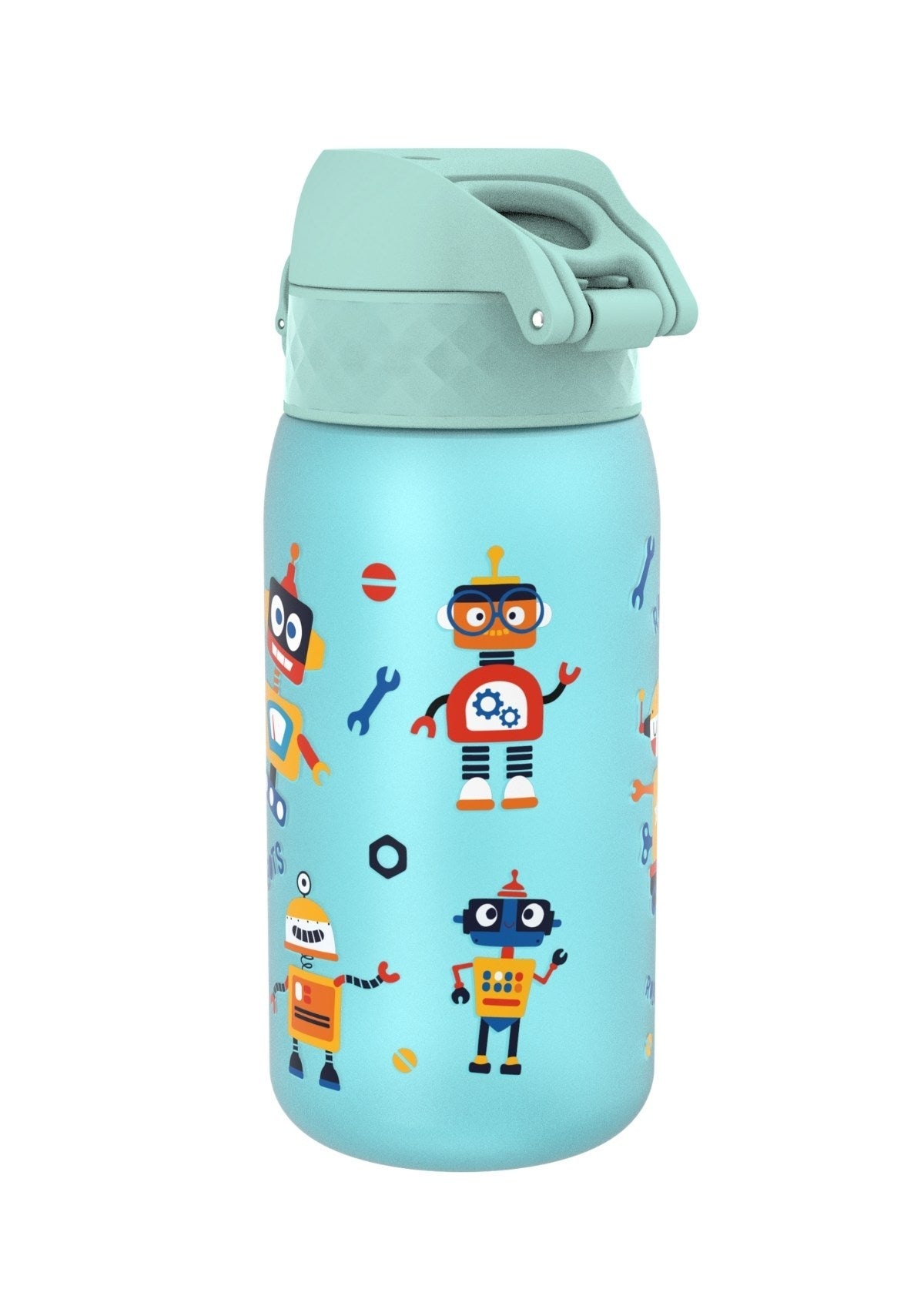 ION8 Recyclon Blue Robots Water Bottle Leak Proof 350ml (12oz) BPA Free