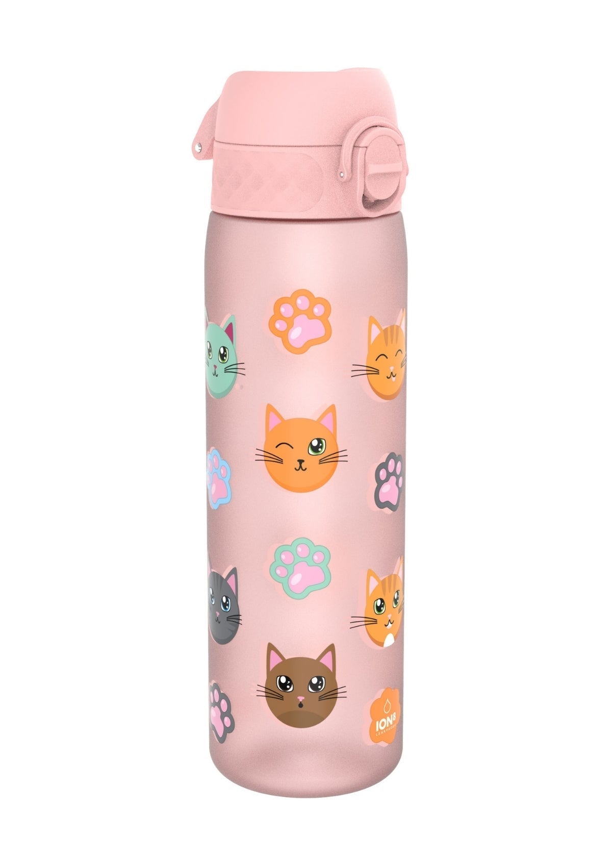 ION8 Recyclon Rose Quartz Cats Water Bottle Leak Proof 500ml (18oz) BPA Free