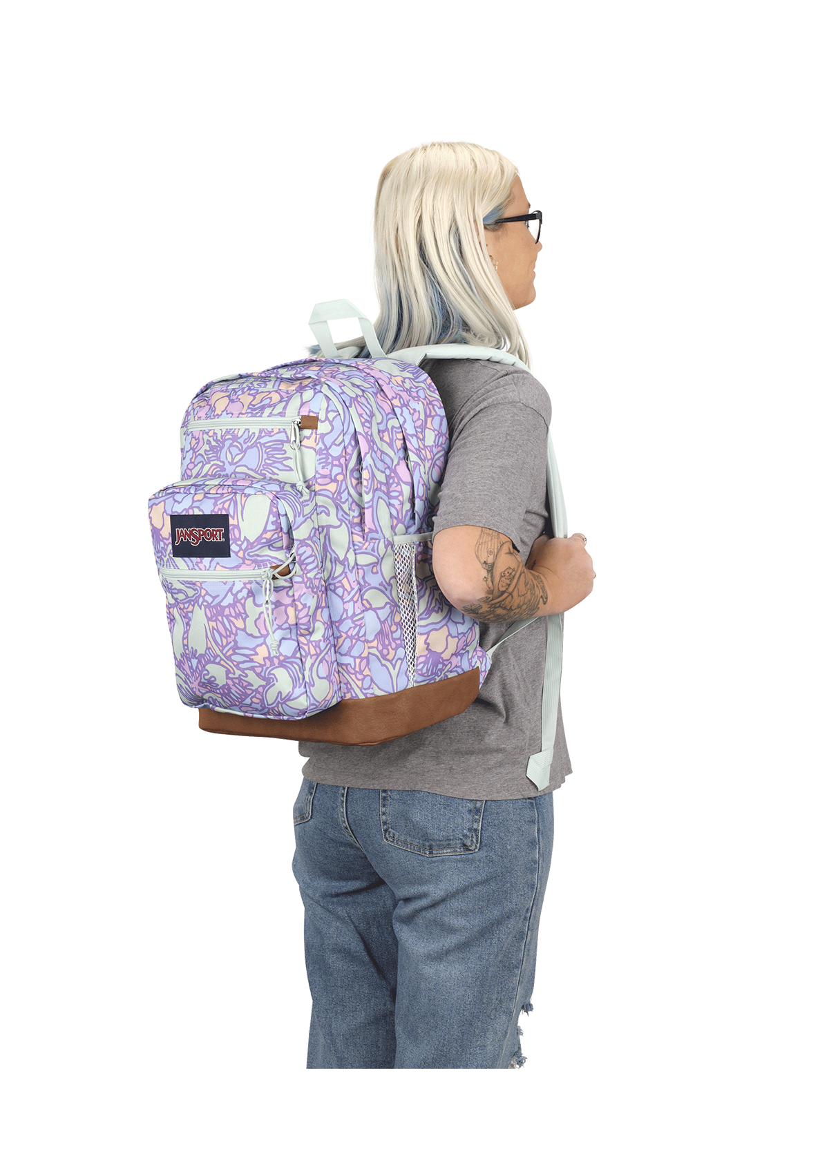 JanSport Backpacks Cool Student Fluid Floral Pastel Lilac